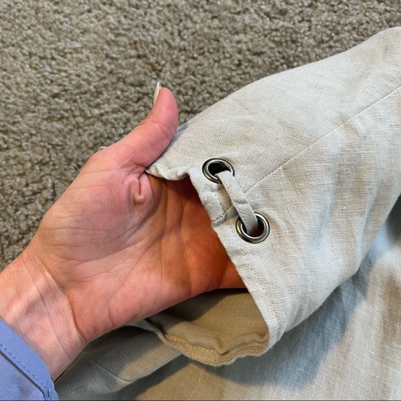 Gordon Smith linen button front tie back tunic top size 12 gray lagenlook - Picture 5 of 10